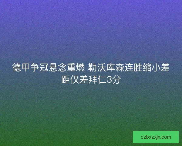 德甲争冠悬念重燃 勒沃库森连胜缩小差距仅差拜仁3分