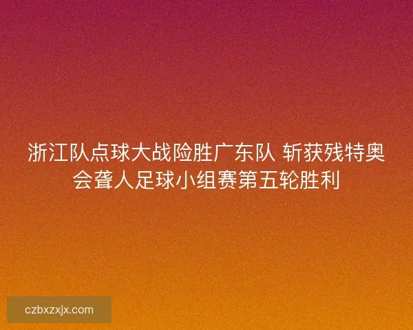 浙江队点球大战险胜广东队 斩获残特奥会聋人足球小组赛第五轮胜利