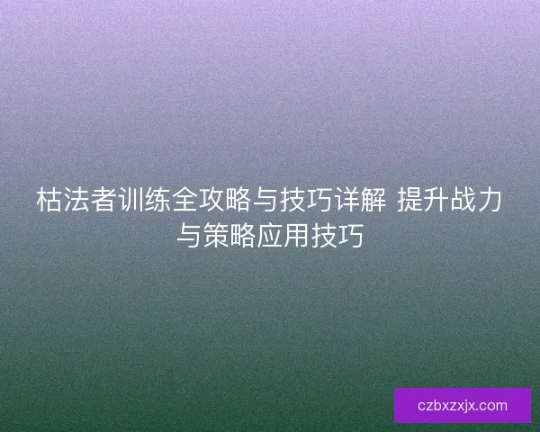 枯法者训练全攻略与技巧详解 提升战力与策略应用技巧