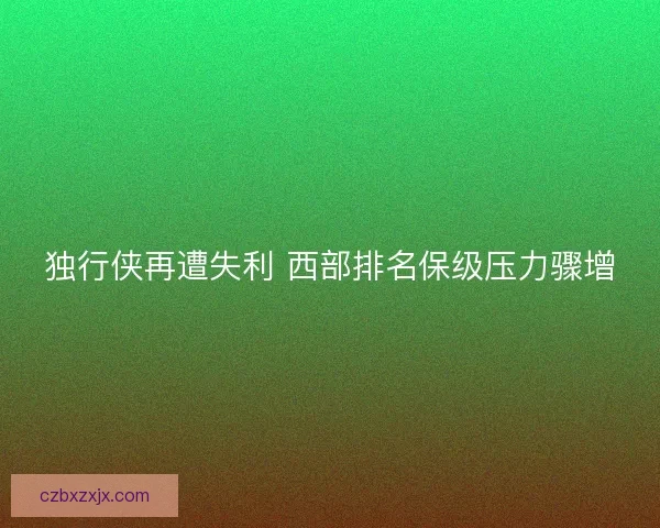独行侠再遭失利 西部排名保级压力骤增